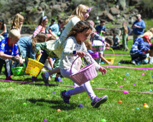Easter egg hunters hop to it